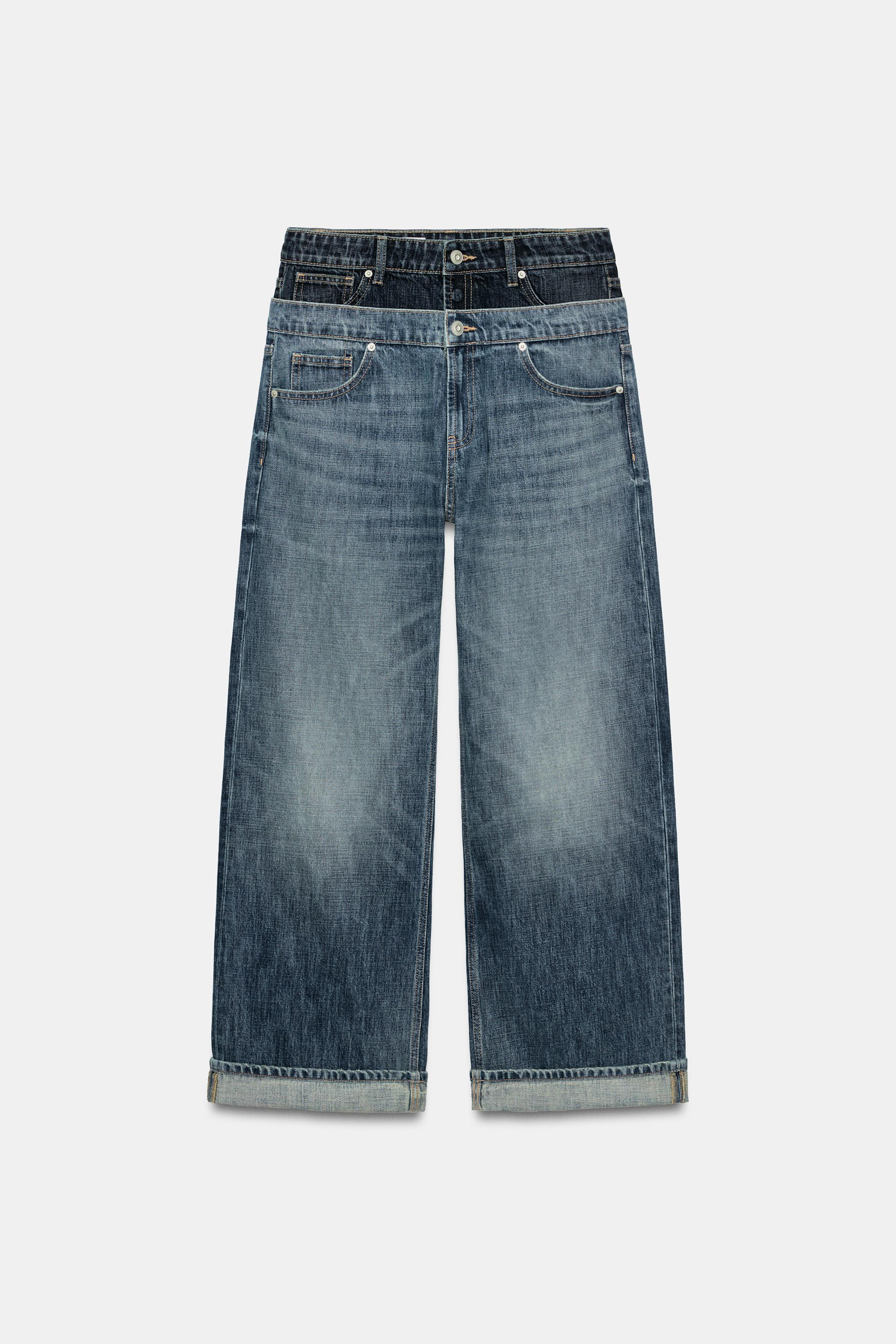 TRF LOOSE FOLDED LOW-RISE JEANS WITH DOUBLE WAISTBAND